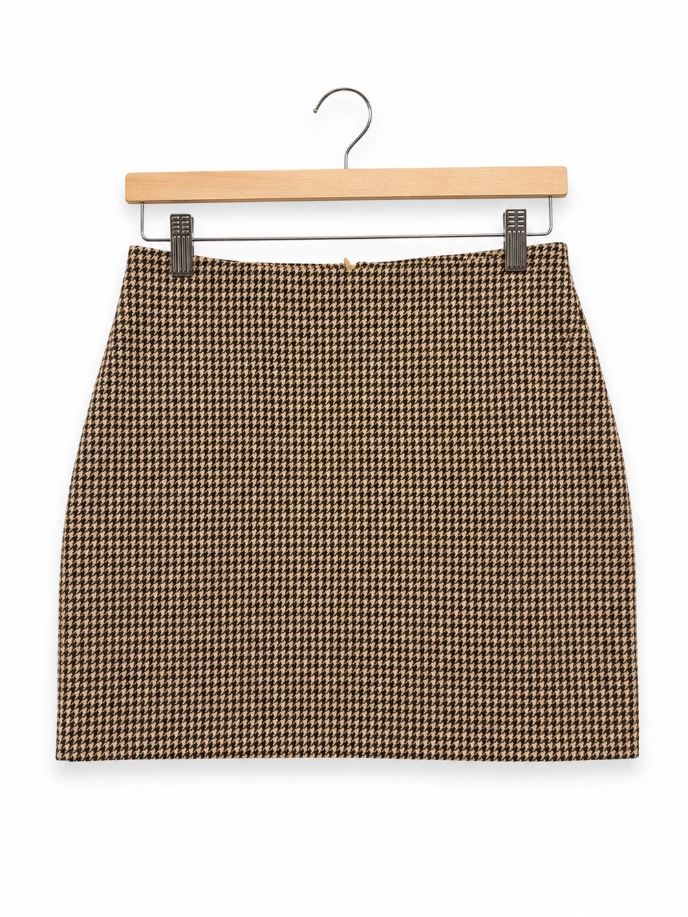 Classic Houndstooth Mini Skirt in Brown and Tan